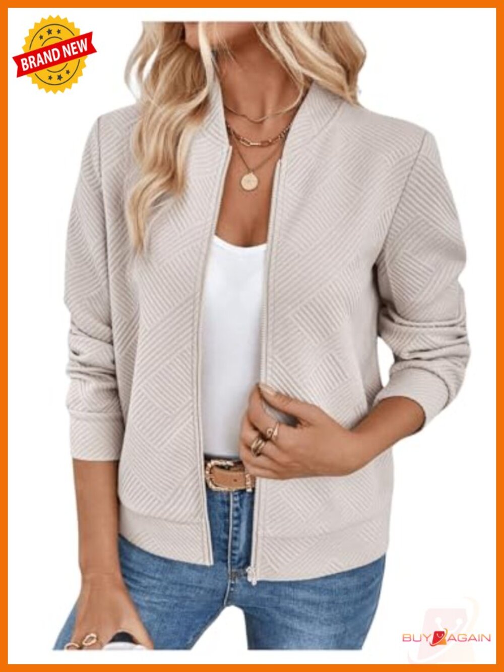 Women's Zip Up Bomber Jacket Lightweight Casual Coat